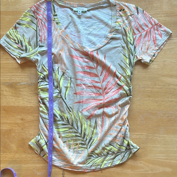 Skinnygirl Multicolor Leaf Print Top SM - Picture 5 of 11